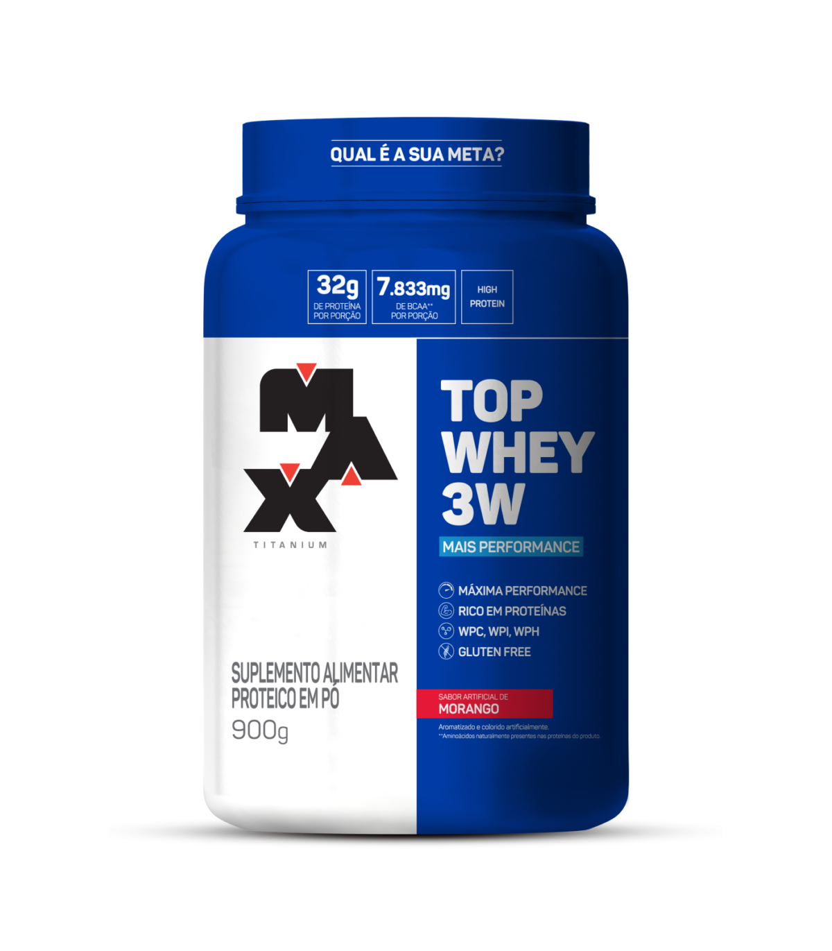 Top Whey 3W 900g Mais Performance Morango